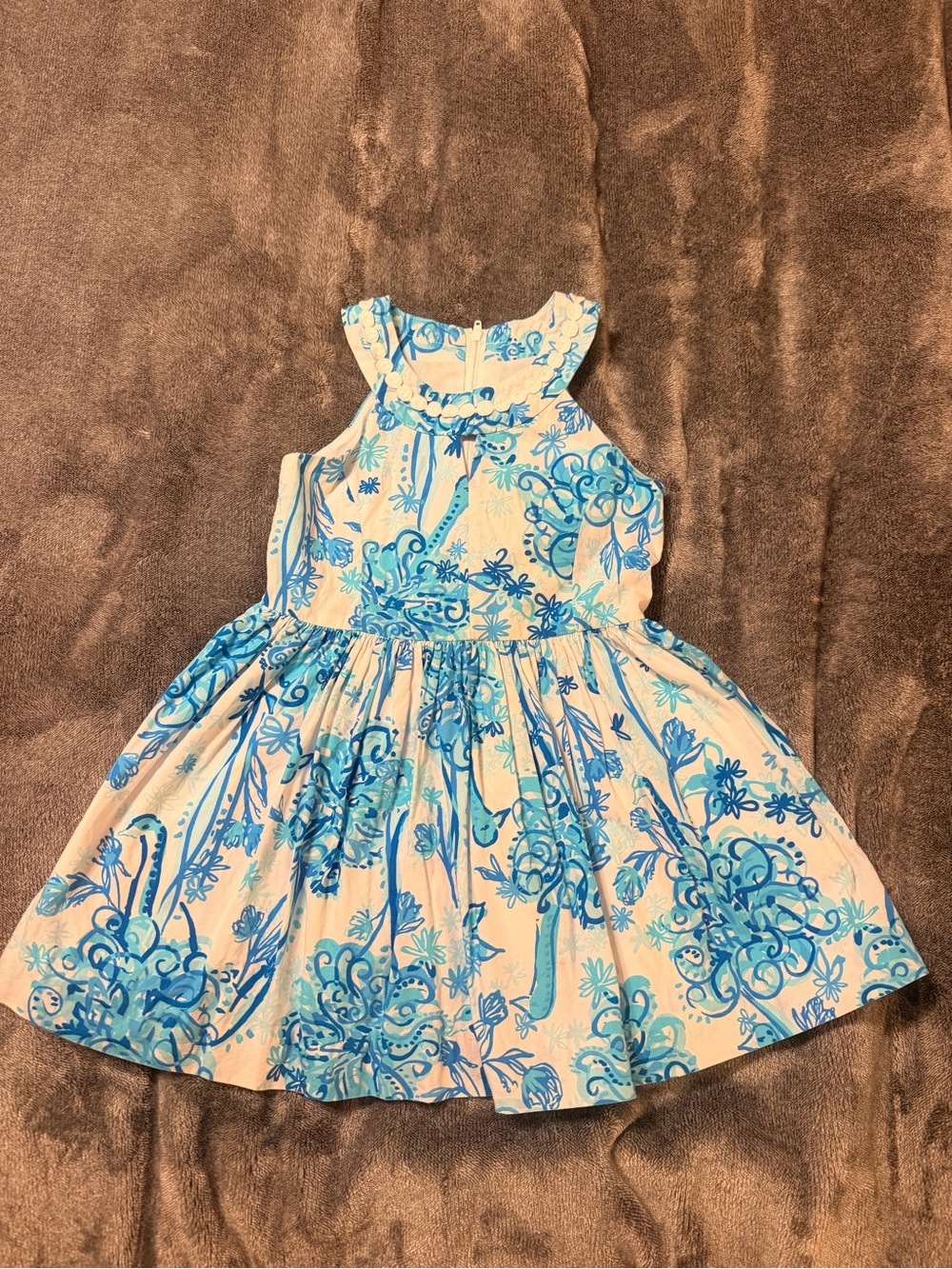 Lilly Pulitzer Cream Dress with Blue Floral Print